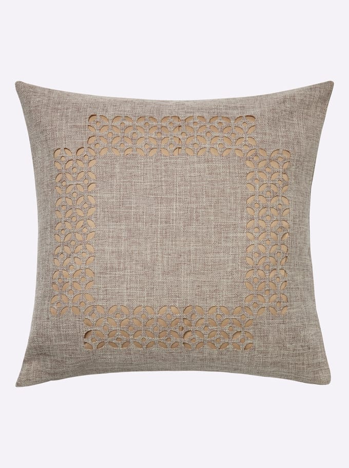 Tafelkleed Vierkant 85 x 85 cm - Lichtbruin - Opengewerkte Rand - Polyester