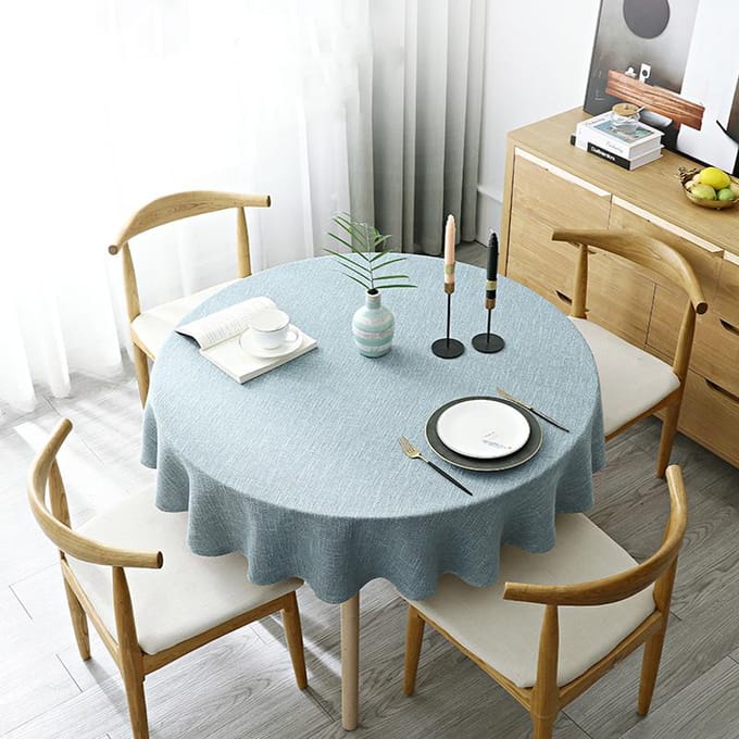 Grote ronde tafelkleed effen kleur katoen en linnen eettafel tafelkleed 120cm