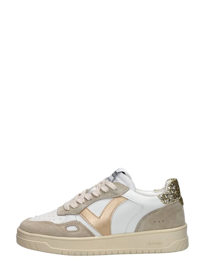 Sneakers Victoria Seul Serraje & Glitter Dames Sneakers - Wit-goud - 37