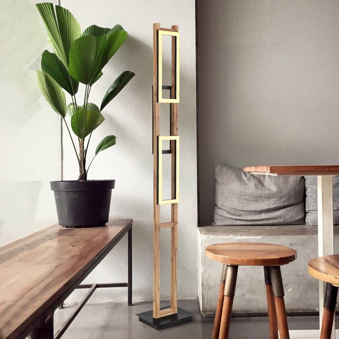Globo LED vloerlamp Illa in houtdesign