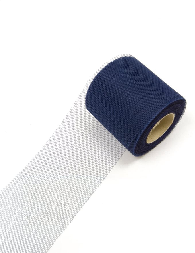 HOBI - Marineblauwe tule rol 20 meter, 8 cm breed
