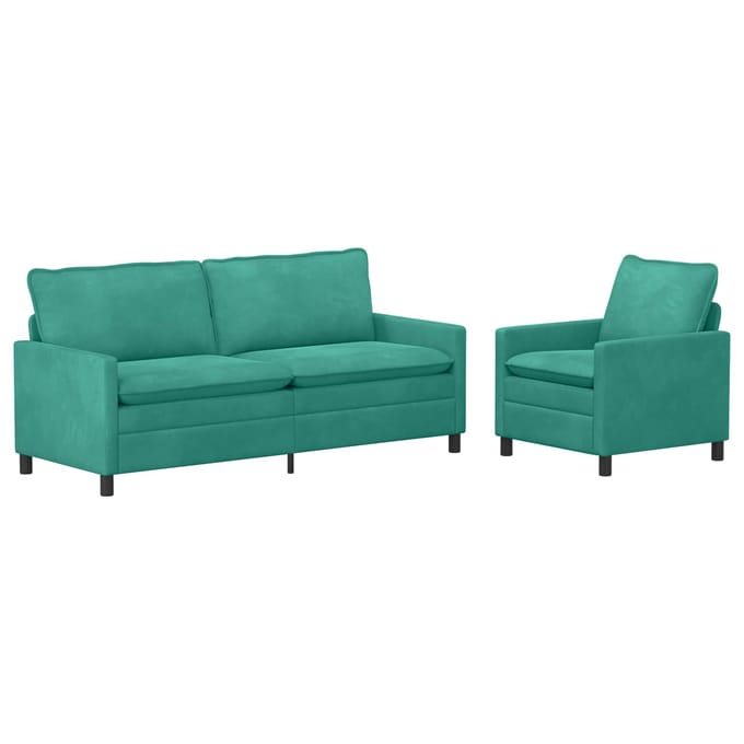 vidaXL - Bankstel - 2 - st - Turquoise - Fluweel