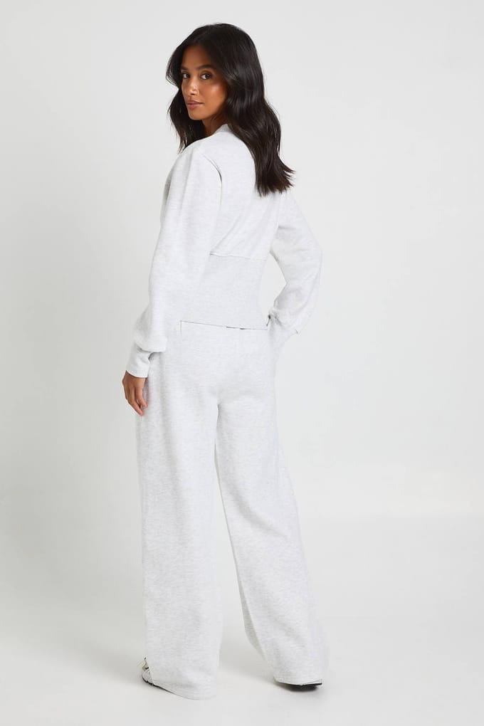 boohoo Dames Petite Deep Hem Popper Bomber Sweatshirt Trainingspak | Asgrijs | Maat: Small