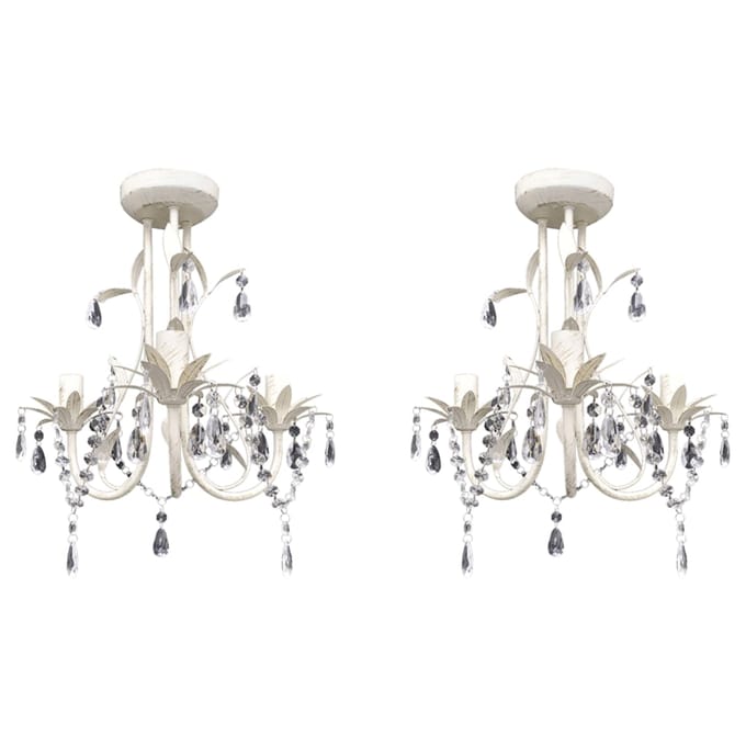 vidaXL - Kroonluchters - kristal - 2 - st - elegant - wit