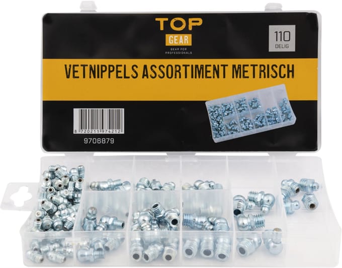 Vetnippels metrisch assortimentsdoos 110-delig - TOPGEAR