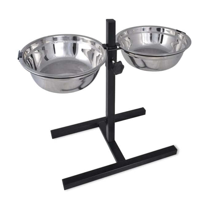 vidaXL - Verstelbare - dubbele - honden - / - katten - voederbak - (2 - x - 4,1L - RVS - bakken)