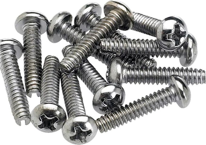 Fender 0994925000 montage­schroeven voor pickup/selector switch 6-32 x 16 mm – chroom (12 stuks)