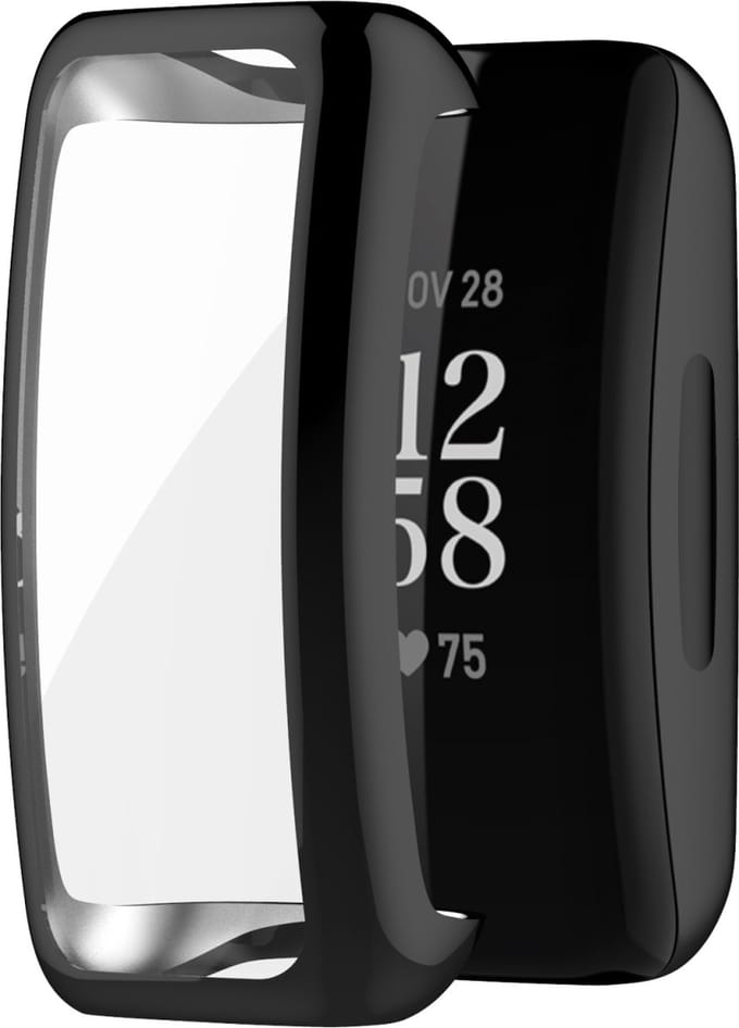 By Qubix - Geschikt voor fitbit Inspire 2 TPU case (volledig beschermd) - Zwart