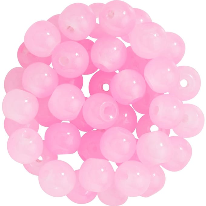 Glaskralen "Pastel", 6 mm - Roze