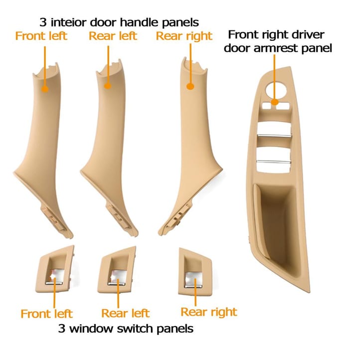 RHD Rechts Driver Auto-interieur Deurklink Armsteun Panel Pull Trim Cover Set Voor BMW 5 Serie 2010-2016 beige