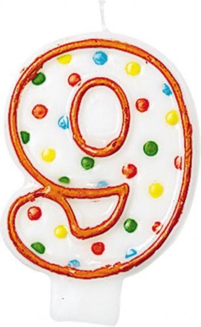 Amscan Verjaardagskaars 9 - Polka Dots 7,6 Cm Oranje/wit