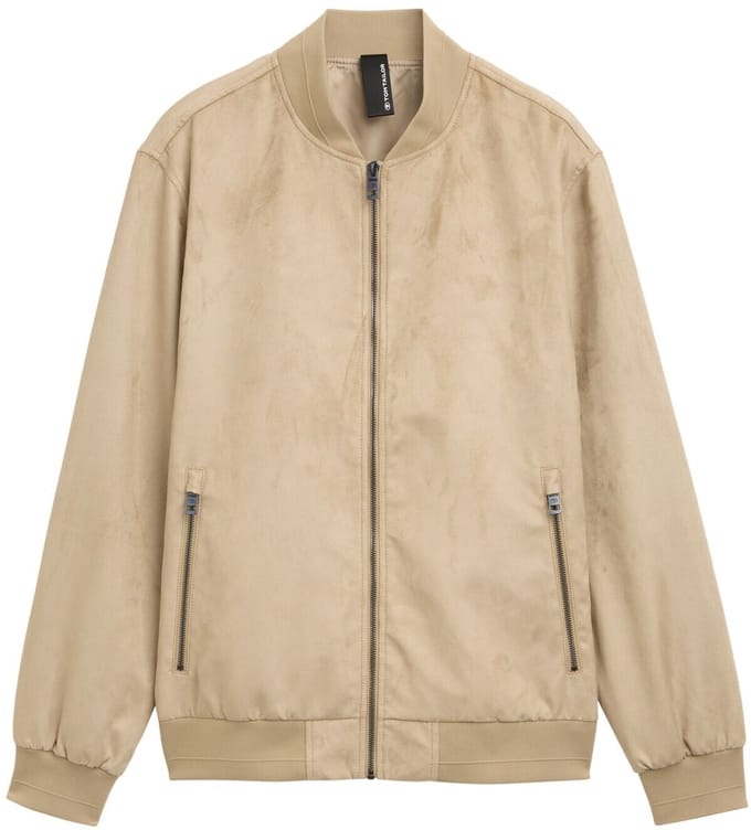 Tom Tailor - Bomberjack in suèdelook - Maat XXL - Cement Beige