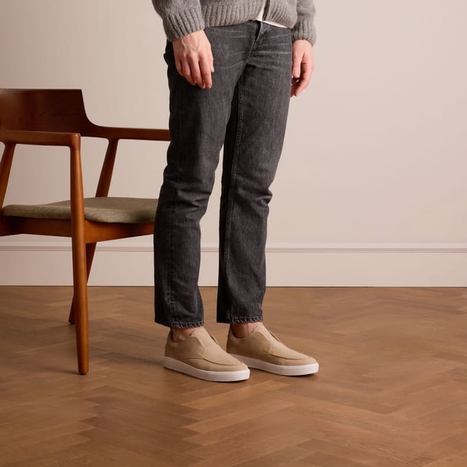 Manfield - Heren - Beige suède loafer - Maat 43