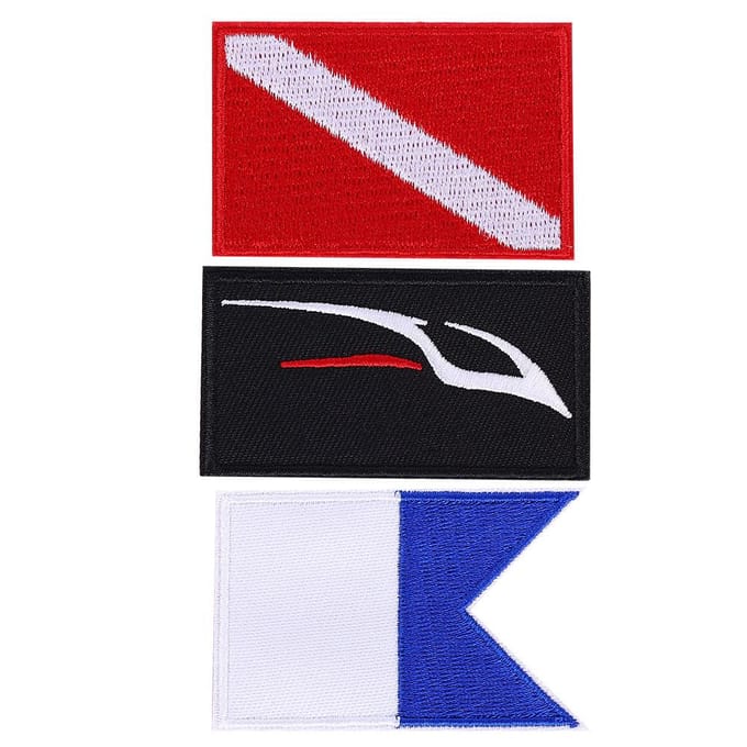 3 STUKS Scuba Duiken Vlag Patch Geborduurde Duiker Badge DIY Accessoires voor Rugzak Hoed red
