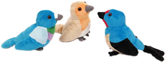 PIA Soft Toys - Set van 3 Pluche Vogel Knuffels - 3 ass. - 13 cm