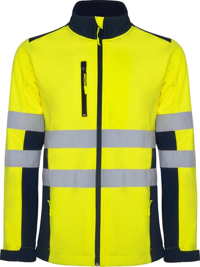 Roly Antares Soft Shell Jacket RY9303 - Navy Blue 55/Fluor Yellow 221 - S