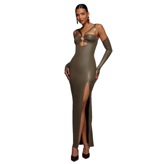 Leren jurk voor dames Goddiva Maxi
