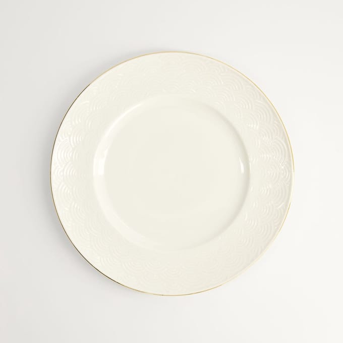 Tokyo Design Studio - Nippon White Gold Rim Bord Wave - 23 cm - Wit met Gouden Rand