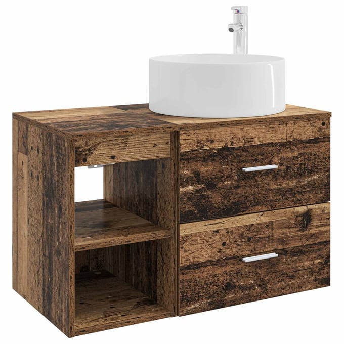 vidaXL - Badkamermeubel - Set - 2 - st - Oud - hout - Bewerkt - hout
