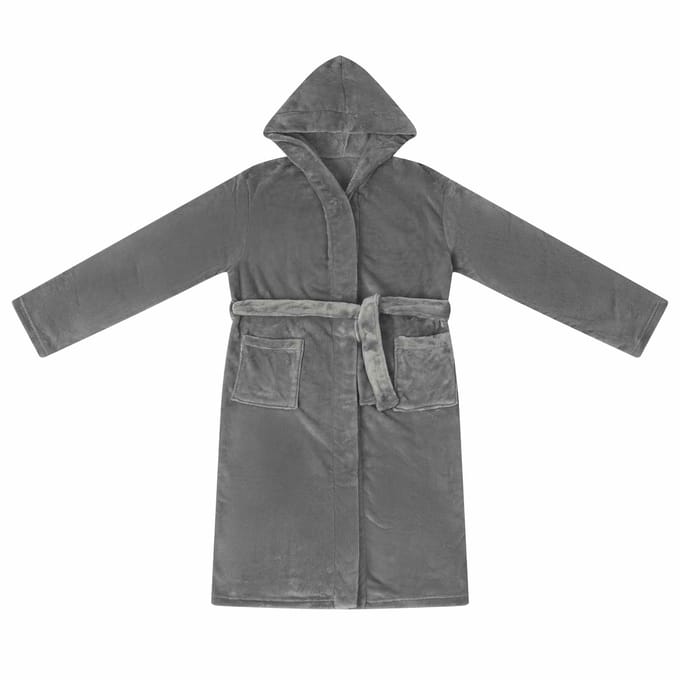 vidaXL Badjas Hoodie Donkergrijs S Flanel