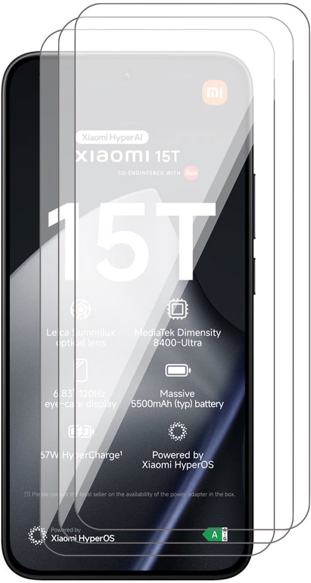 Screenprotector geschikt voor Xiaomi 15T / 15T Pro - 3x Glas Screen Protector