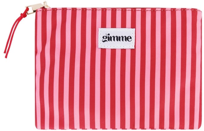 Plat toilettasje dunne streep - Roze rood