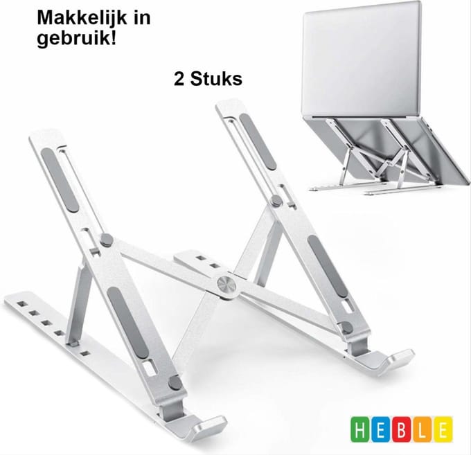 *** 2 Stuks Verstelbare Ergonomische ~ Laptop/Notebook ~ 2x Standaard ~ Universeel ~ van Heble® ***
