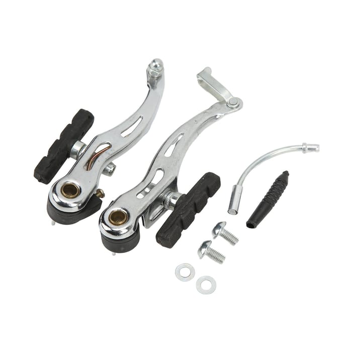 1 Paar Fietsremset Universele Handrem Gelegeerd Staal voor Mountainbike Vouwfiets white
