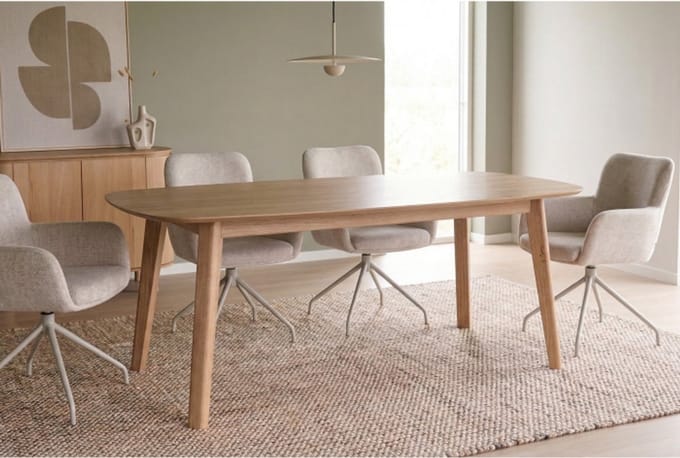 Eettafel Jay Deens ovaal eiken 240x100x77 cm - Naturel - Scandinavisch design