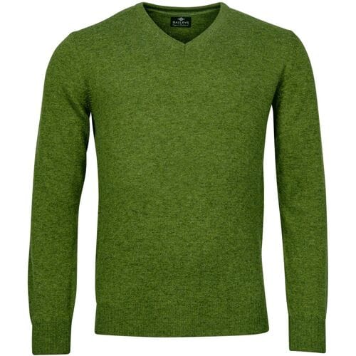 Baileys Trui V-Neck Lambswool Uni Color Single Knit Grasgroen / male