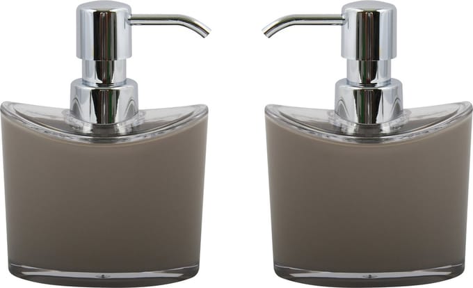 MSV Zeeppompje/dispenser Aveiro - 2x - PS kunststof - beige/zilver - 11 x 14 cm - 260 ml