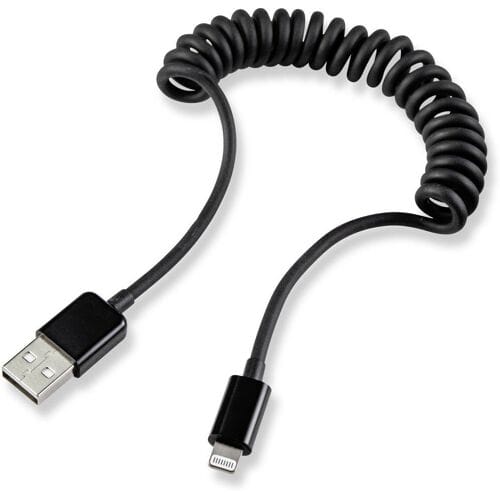 Renkforce RF4087422 USB-kabel USB 2.0 USB-A stekker, Apple Lightning stekker 0.95 m Zwart Spiraalkabel