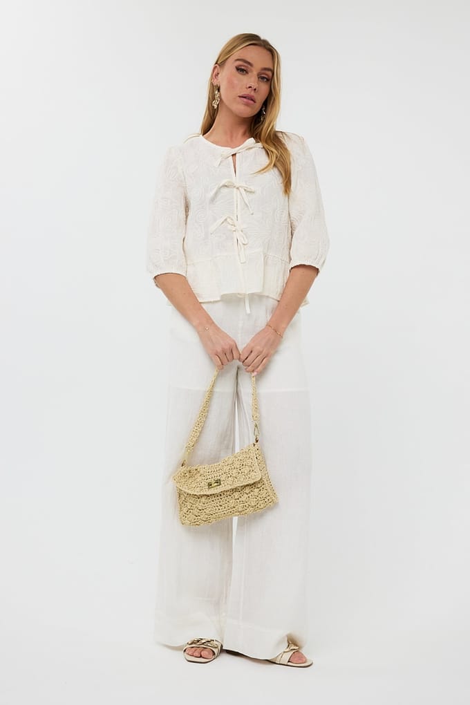 EsQualo Blouse 3d Embroidery Light Sand Taglia: 42 | Magliette intime Outlet | Donna | Marrone