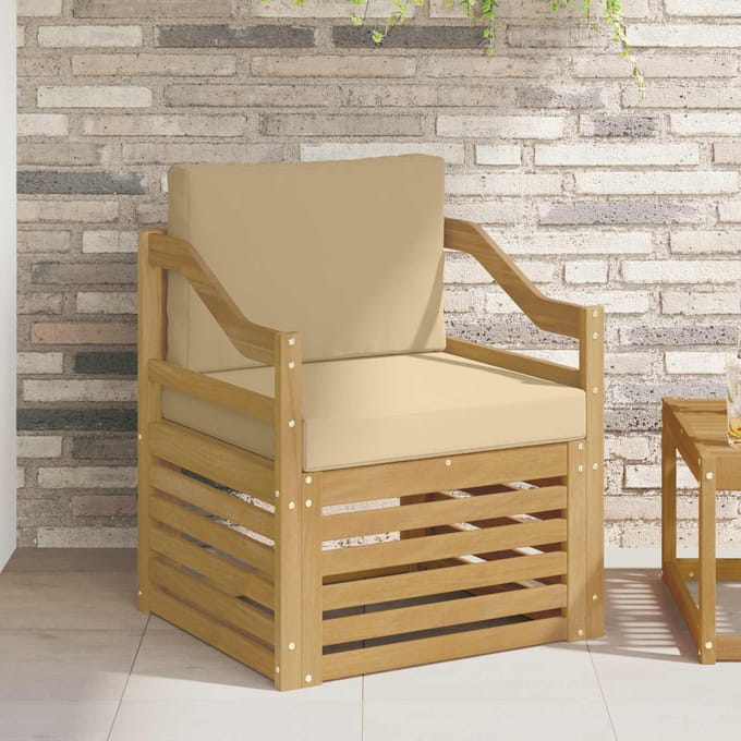 vidaXL - Buiten - bank - set - Polyester - wit - en - beige
