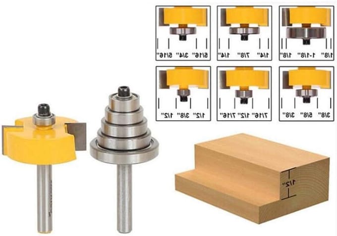 7pcs/set 1/4" 1/2" Shank Cutter Tungsten Carbide Router Bit Set with Bearing Wood Cutter Wood Cutter Hand Tools