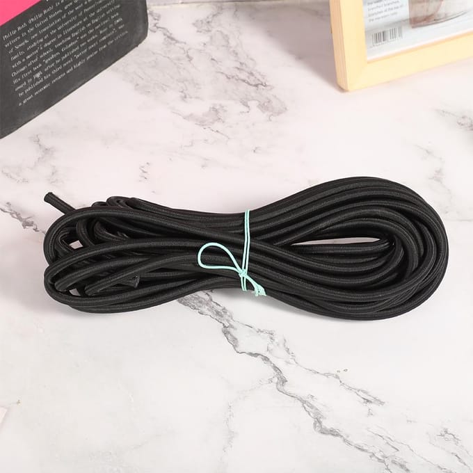7mm 10m / 32.8ft Kleding Ronde Elastische Koord met Sterke Elasticiteit voor Kleding DIY Zwart black