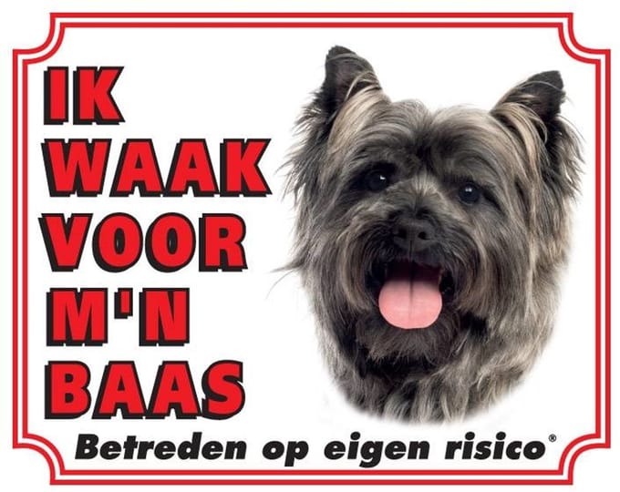 Cairn Terrier Waakbord - Ik waak voor mijn baas Grijs