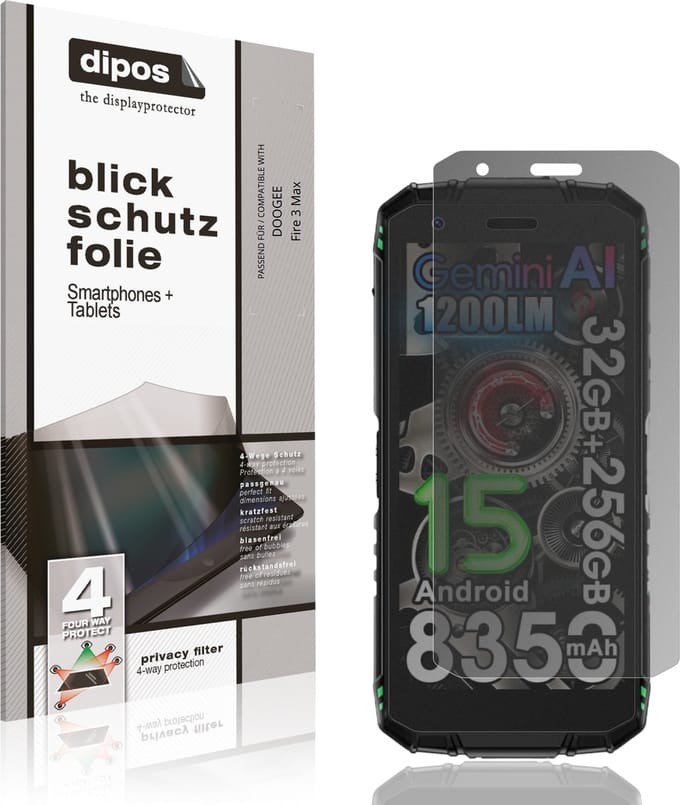 dipos – Matte Privacy Screenprotector geschikt voor DOOGEE Fire 3 Max | Anti-Spy Beschermfolie