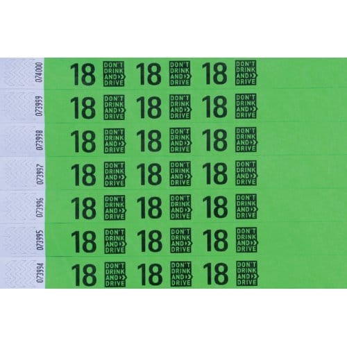 CombiCraft Don't drink and drive 18+ Polsbandjes TYVEK© - per 100 stuks