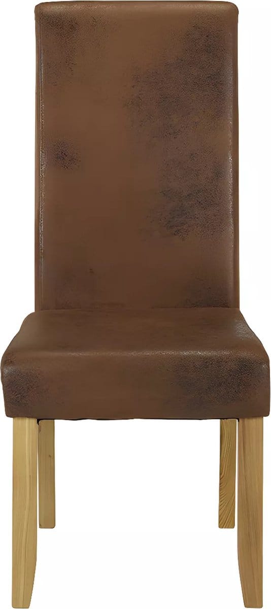 Vente-unique Set van 2 stoelen SANTOS - microvezel met verouderde leerlook - licht houten poten