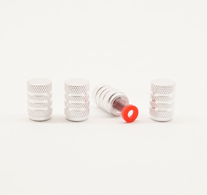 Schrader (auto) ventiel - Zilver aluminium grip met afdichting
