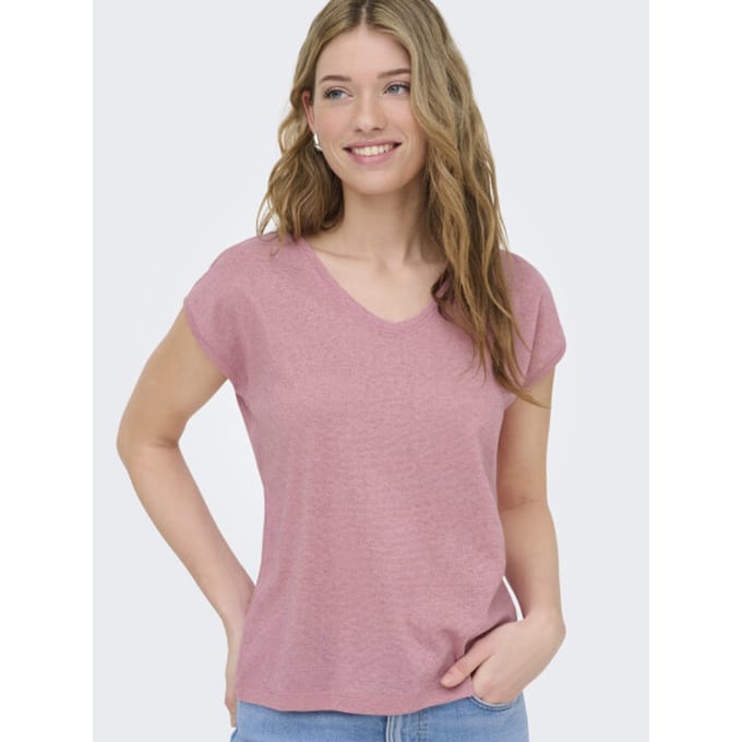 Only Silvery V-neck Loose Shirt Dames - Maat L