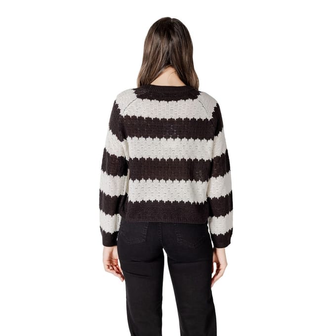 Jacqueline De Yong Zwart-Wit Marabou Sweatshirt