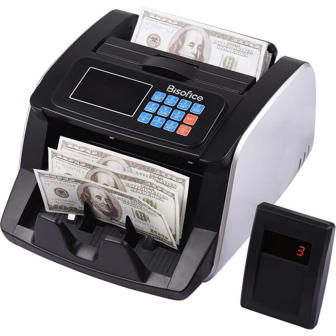 Bisofice Geldtelmachine Vervalsgeld Detector Automatische Gelddetectie Bovenlader US Plug