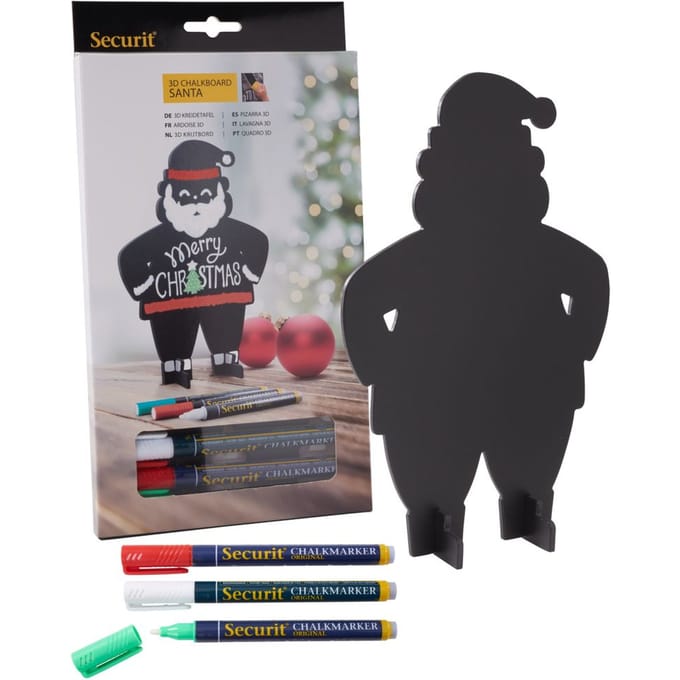 Securit® 3D-kerstkrijtbord met vrijstaande kerstman