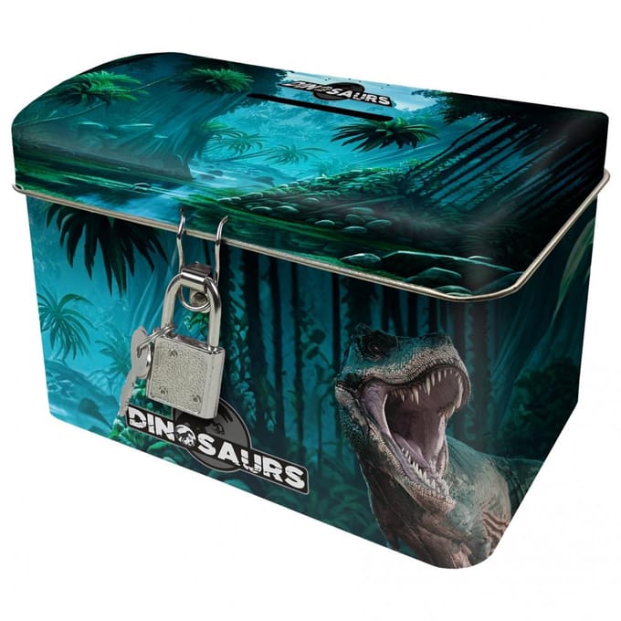 Spaarpot met slot, een dinosaurus kist 19