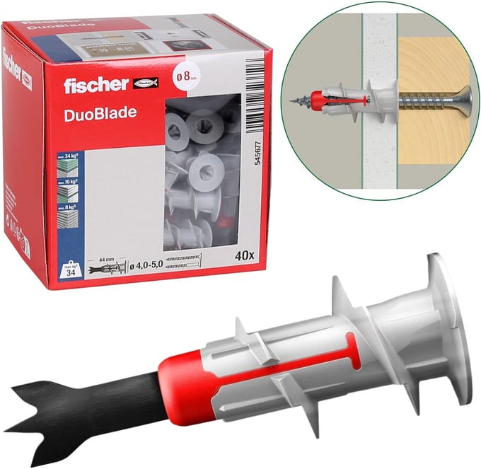 Fischer DuoBlade Gipsplaat deuvels, bevestiging, zelfborend 40st.