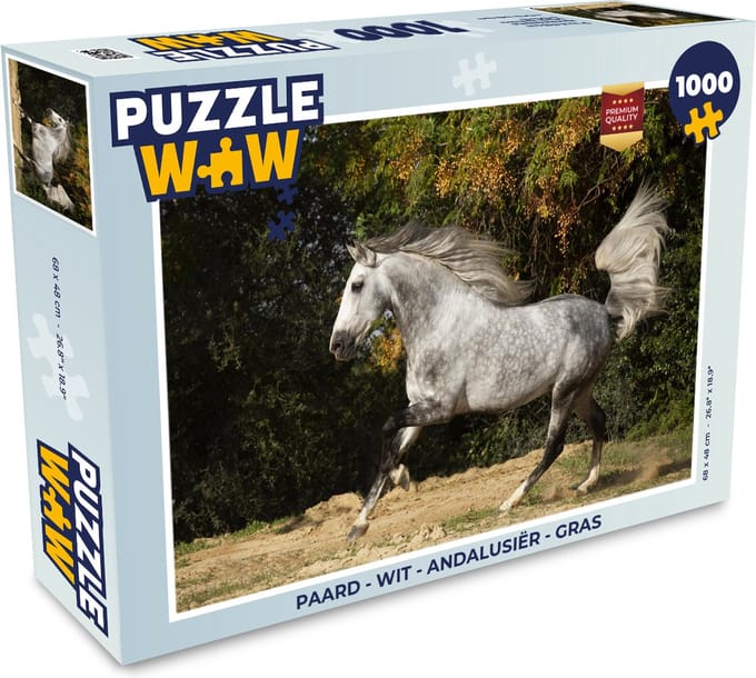 Puzzel Paard - Wit - Andalusiër - Gras - Legpuzzel - Puzzel 1000 stukjes volwassenen