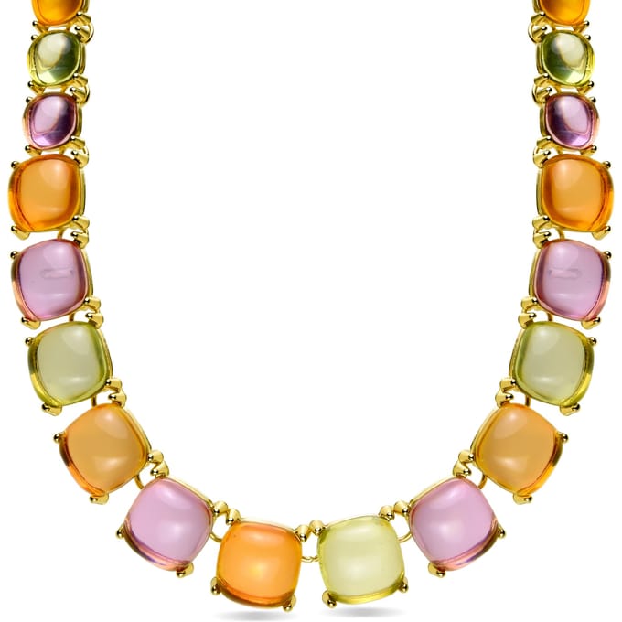 Collier Luxenter en cristal multicolore et finition on or jaune 18 carats - Tosab pur
