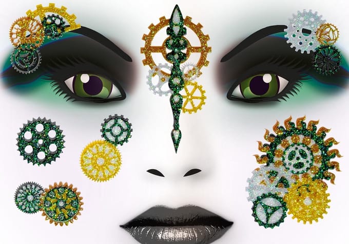 Face art sticker steampunk Marie